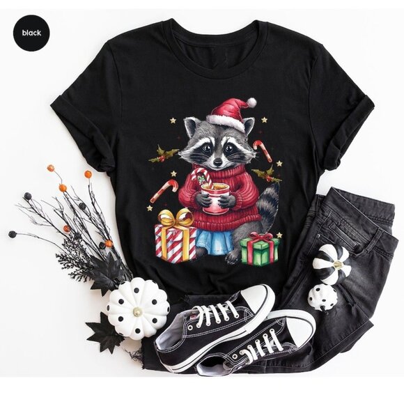 Christmas Racoon Shirt, Holiday Christmas Shirt, Christmas Racoon Tee - Picture 1 of 3